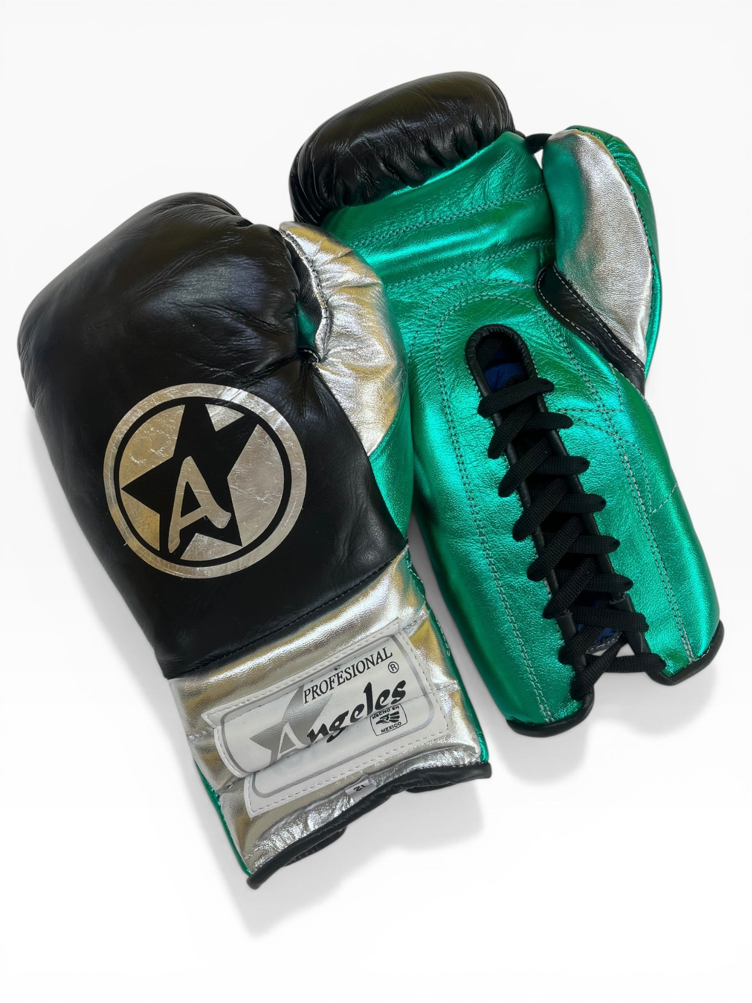 Guantes "Elite PRO" Negro/Plata/Verde metalico