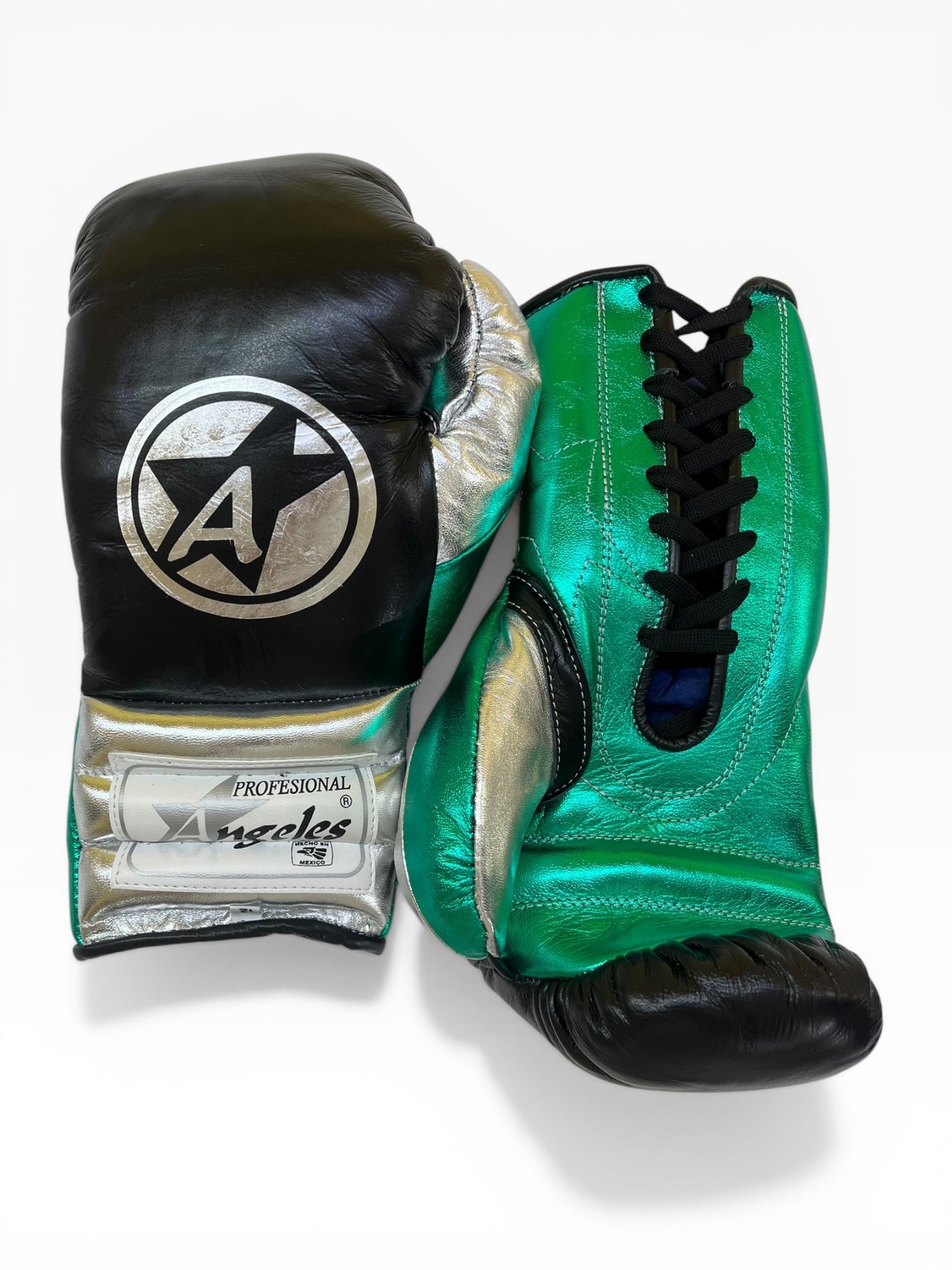 Guantes "Elite PRO" Negro/Plata/Verde metalico