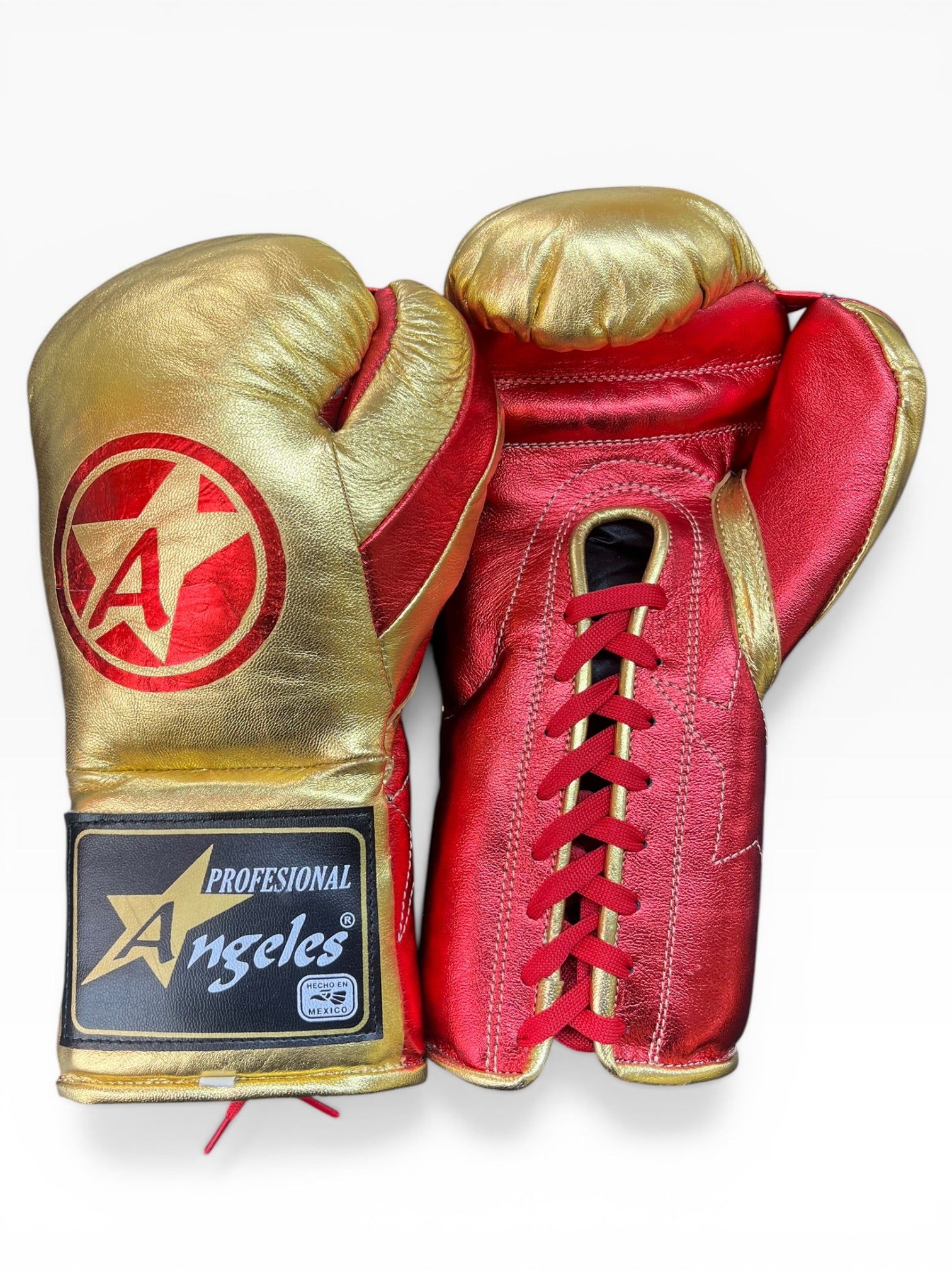 Guantes "Pelea" Dorado/ Rojo metálico