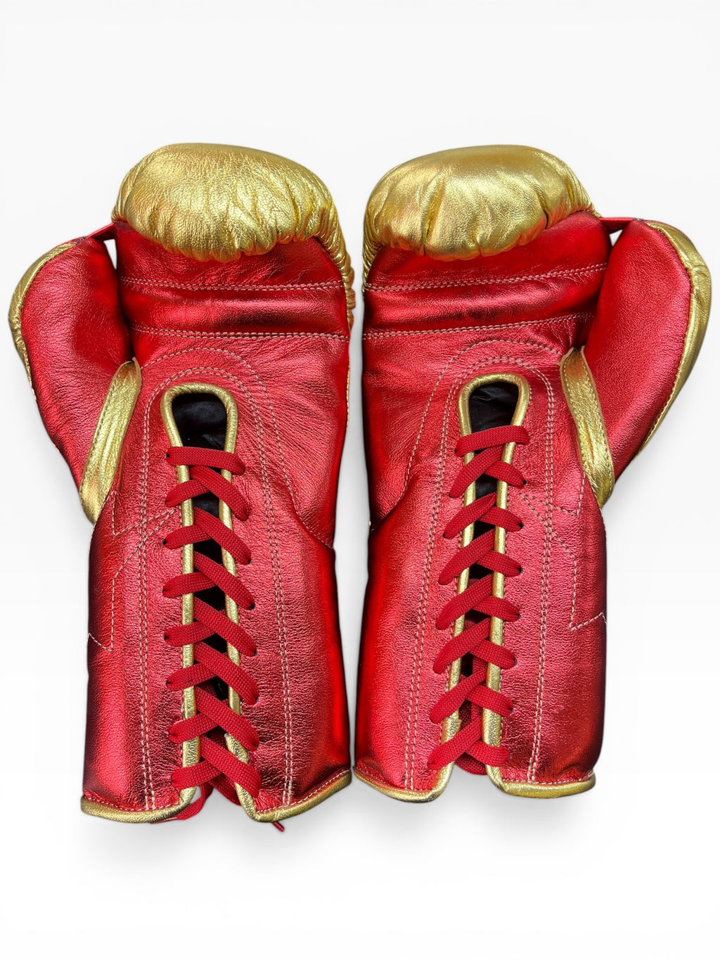 Guantes "Pelea" Dorado/ Rojo metálico