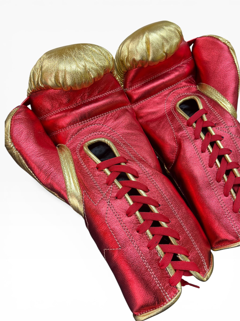 Guantes "Pelea" Dorado/ Rojo metálico
