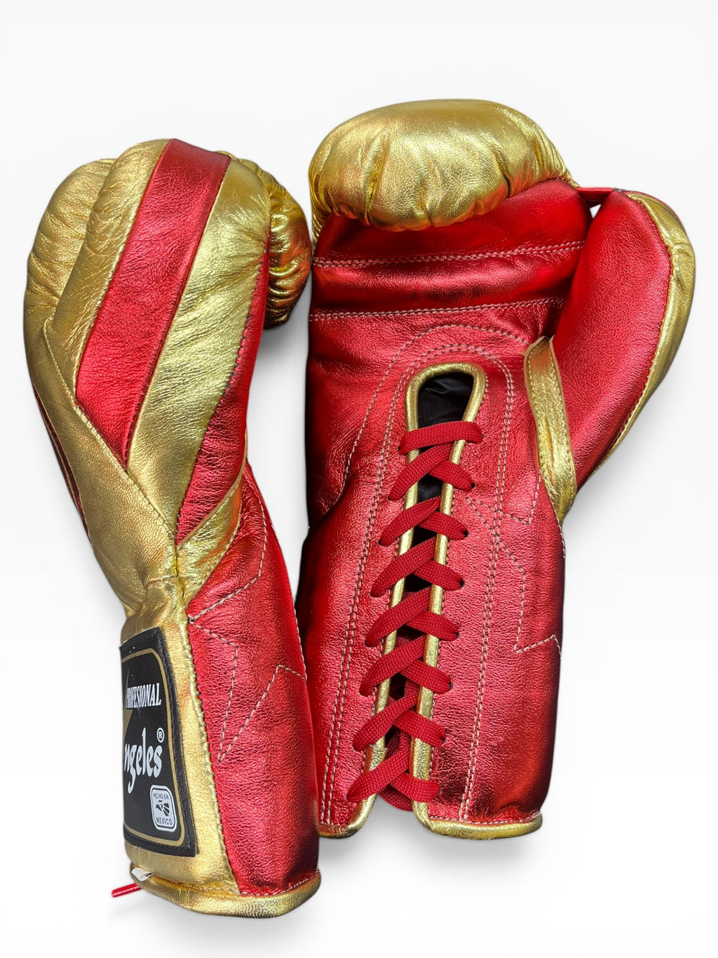 Guantes "Pelea" Dorado/ Rojo metálico