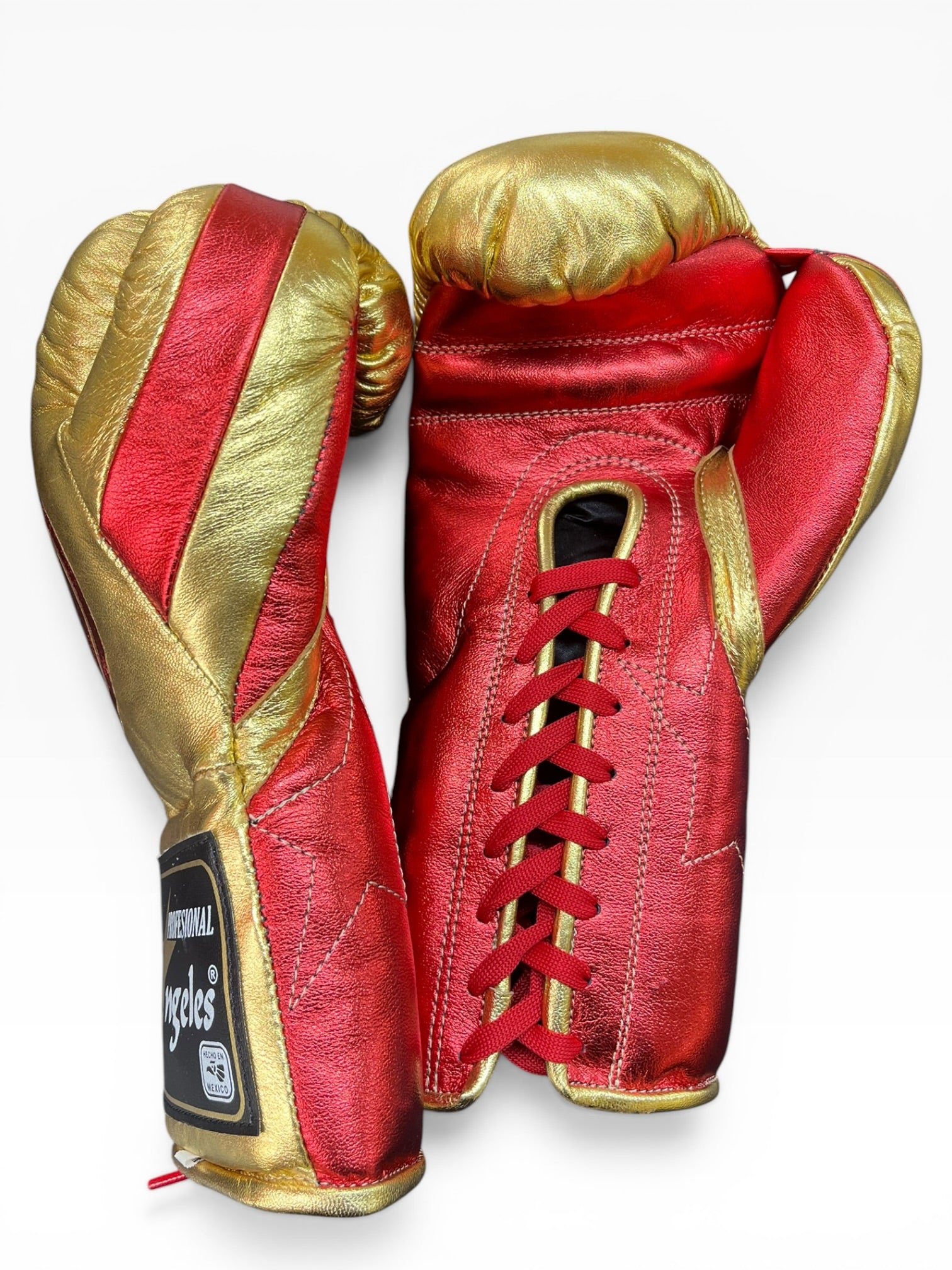 Guantes "Pelea" Dorado/ Rojo metálico