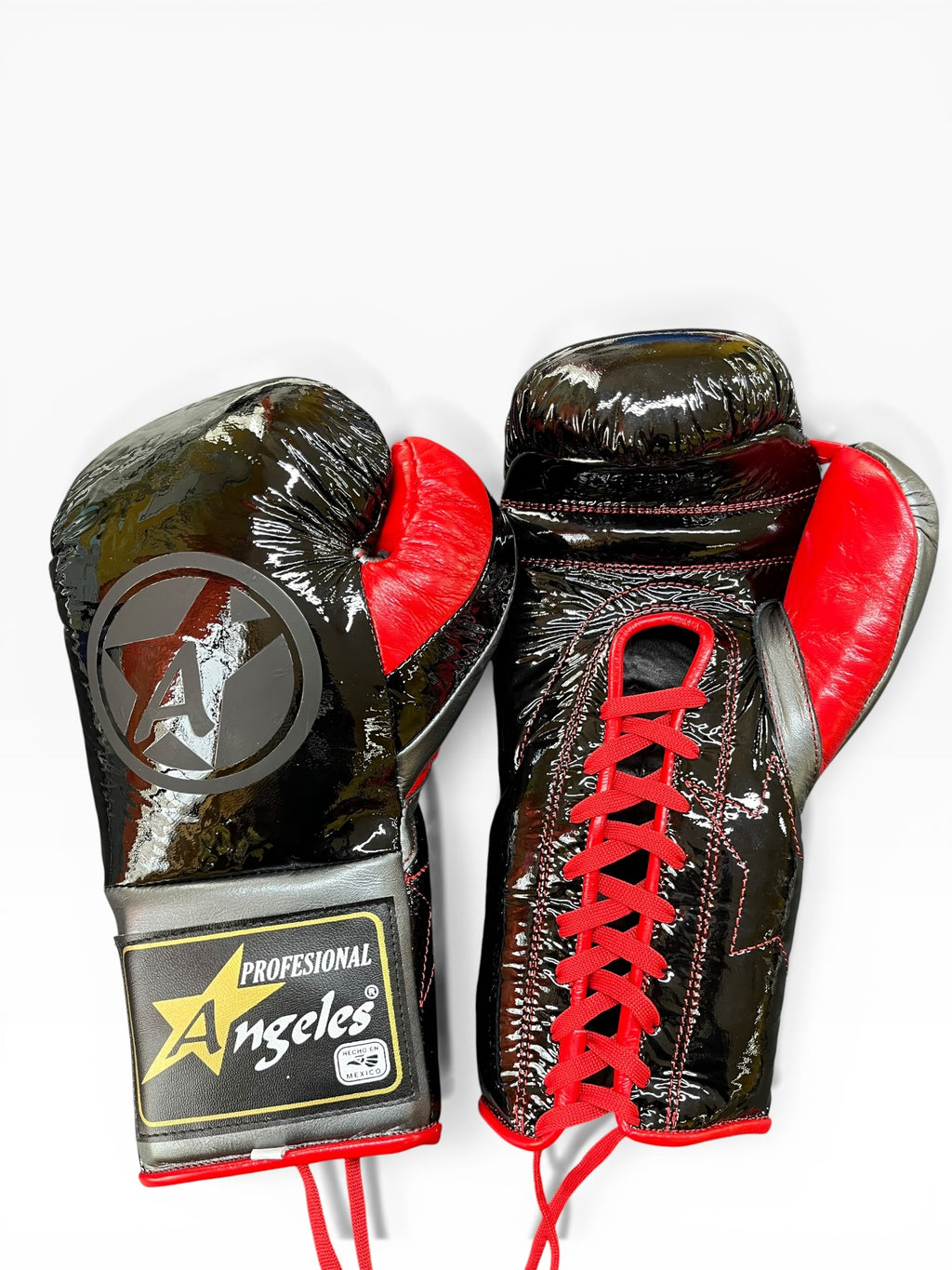 Guantes edición "Pelea" Negro charol/Rojo/Gris