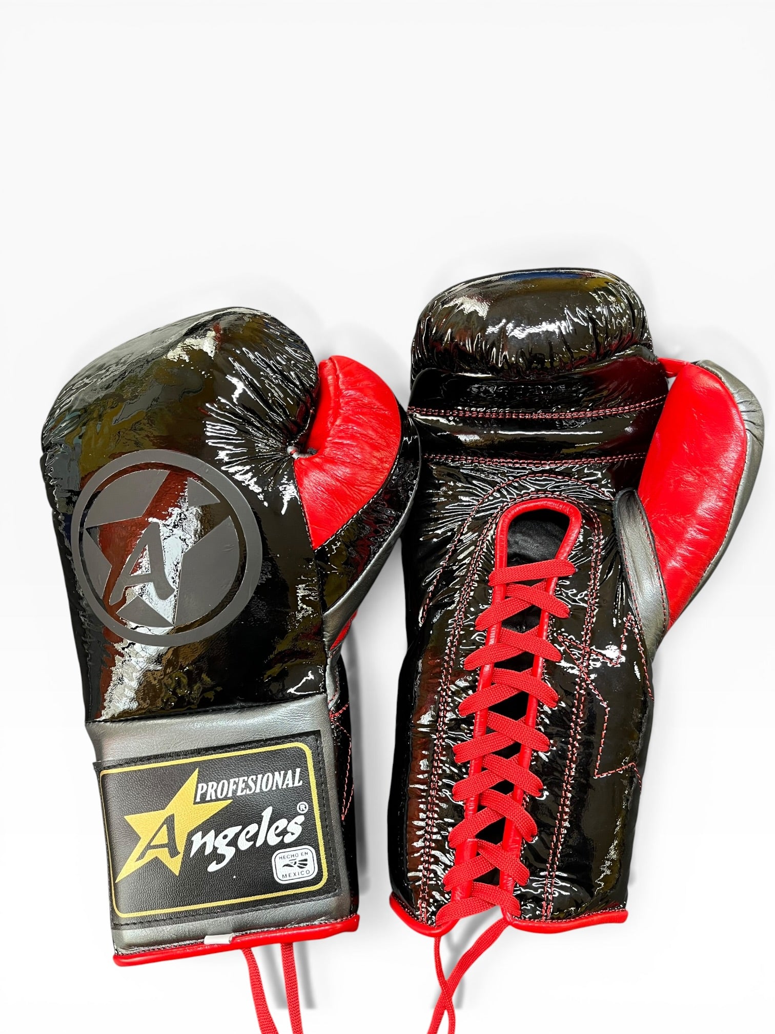 Guantes edición "Pelea" Negro charol/Rojo/Gris