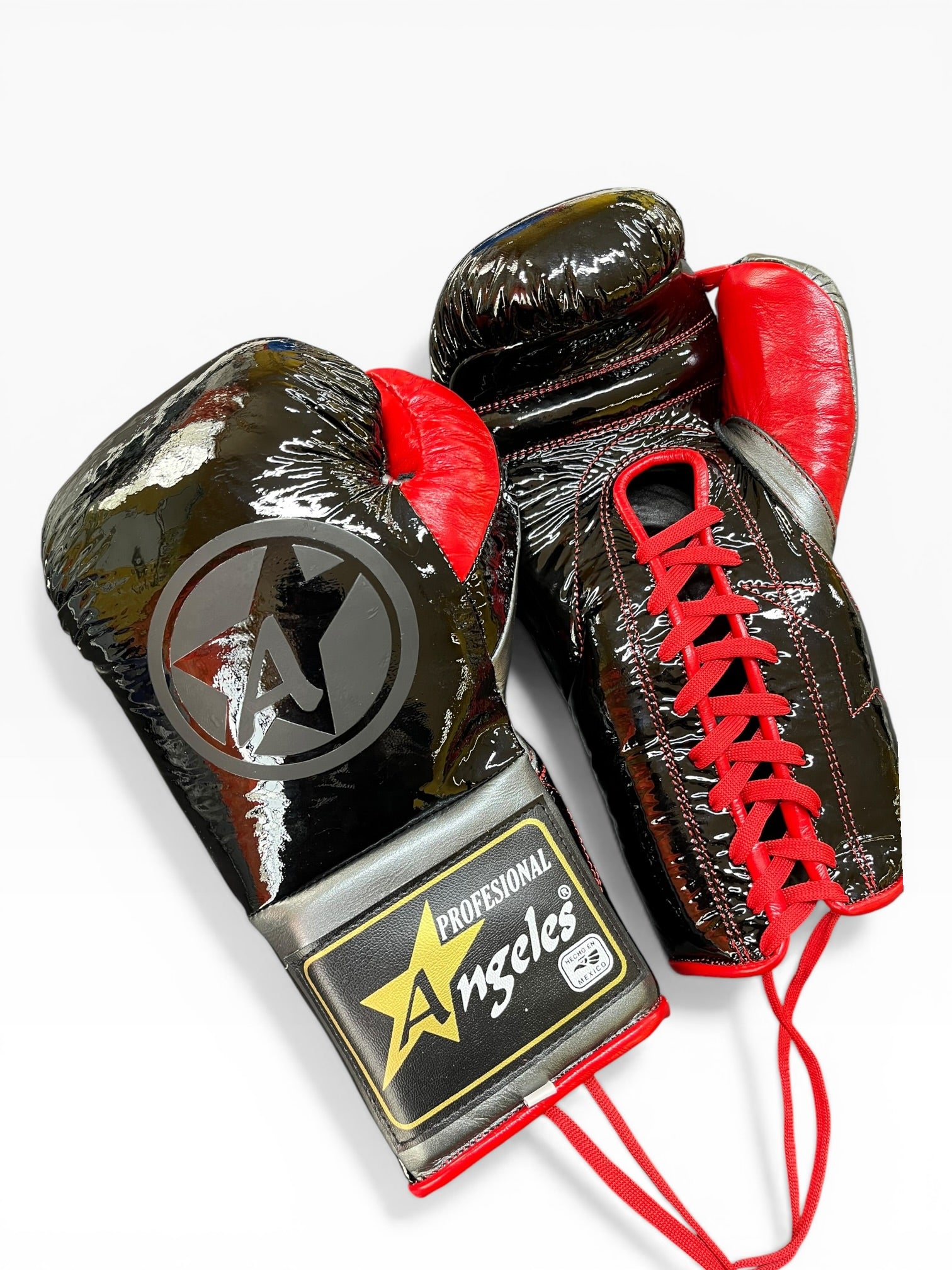Guantes edición "Pelea" Negro charol/Rojo/Gris