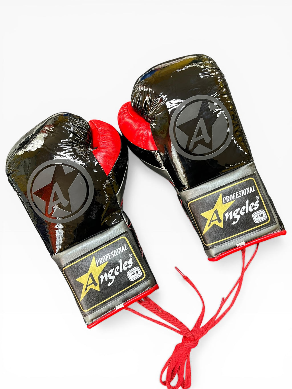 Guantes edición "Pelea" Negro charol/Rojo/Gris