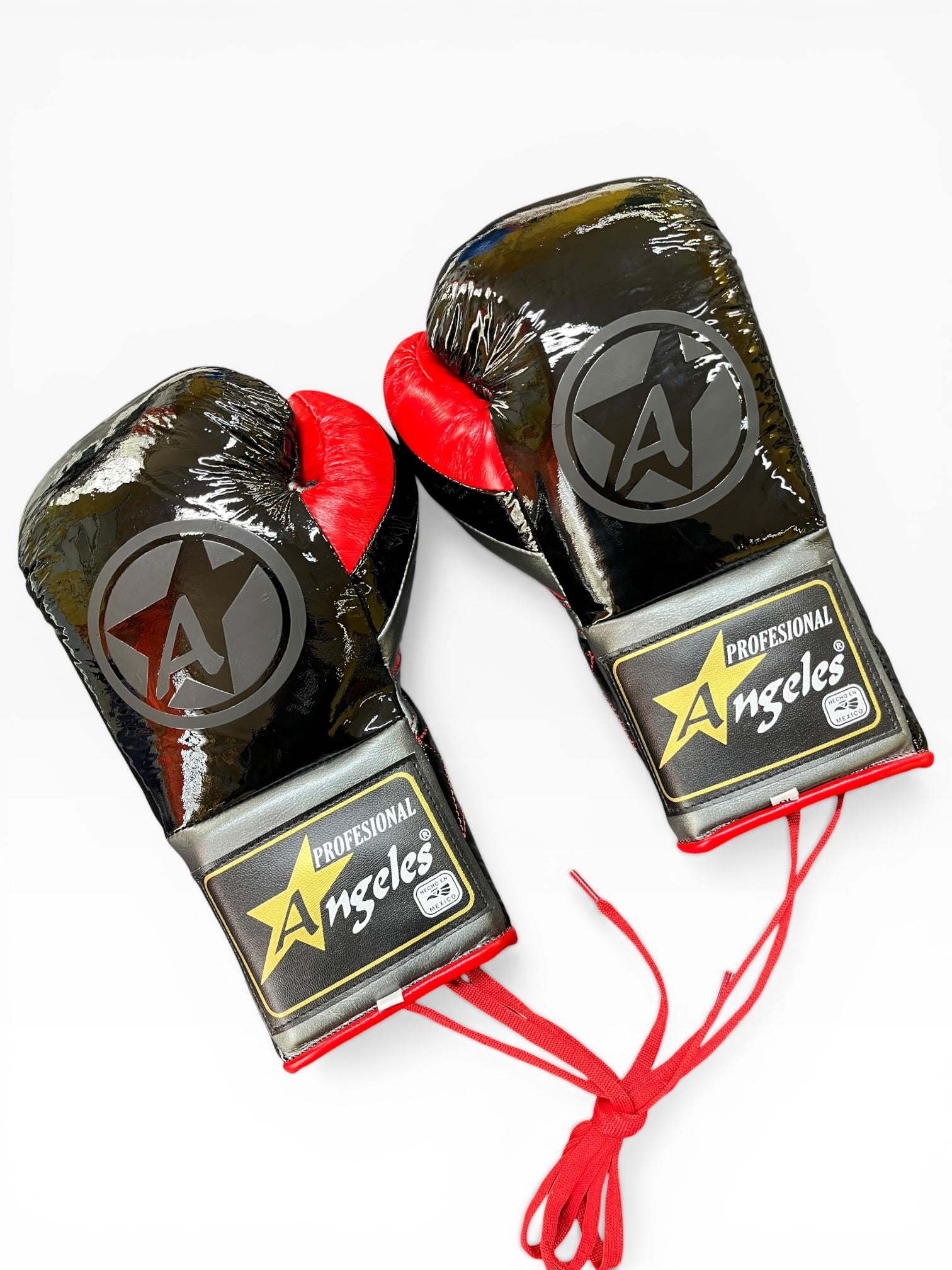 Guantes edición "Pelea" Negro charol/Rojo/Gris
