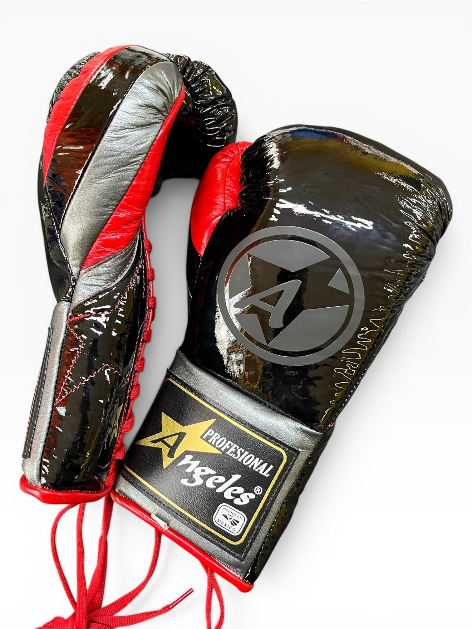 Guantes edición "Pelea" Negro charol/Rojo/Gris